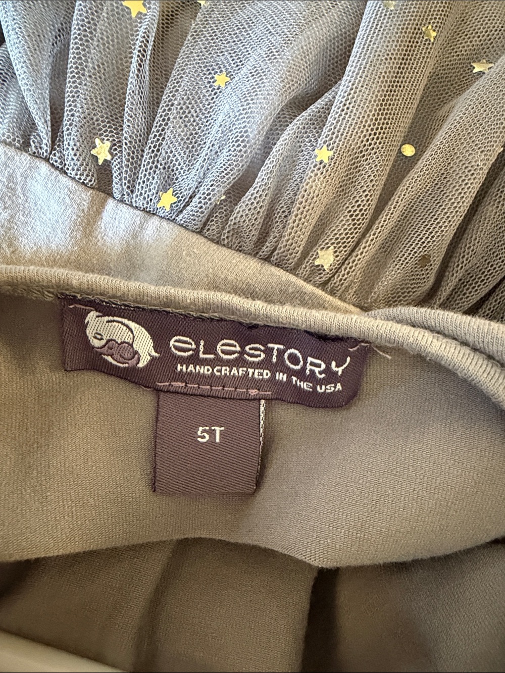Elestory Gray Ballerina Dress w/ Tulle Skirt and Sparkly Stars. Size 5T - Picture 7 of 8